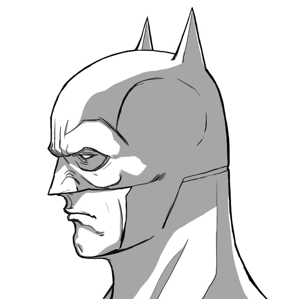 Batman Side Profile - Digital Pencils w Shading, drawn by F!