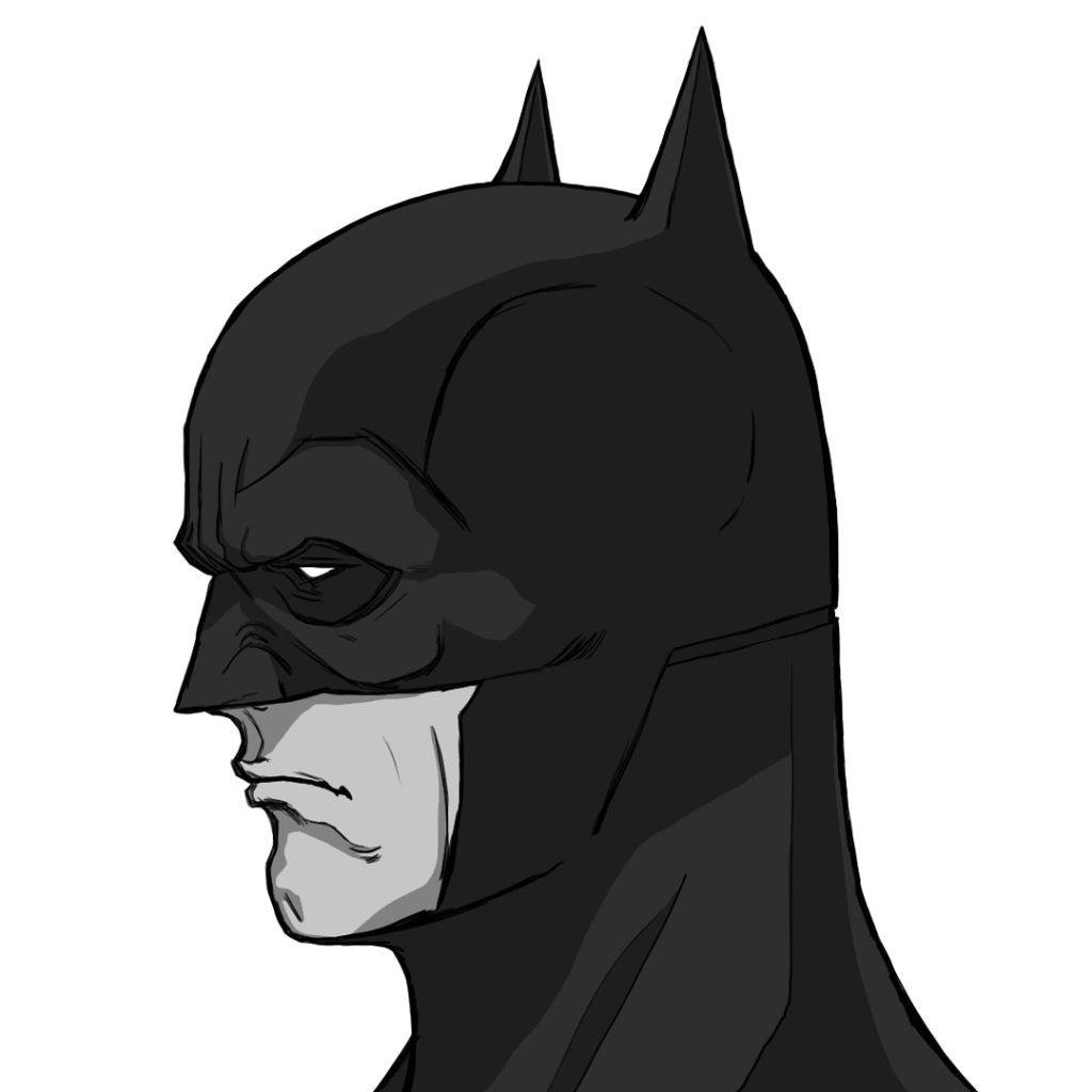 Batman Side Profile - Flat Colours w Shading, drawn by F!