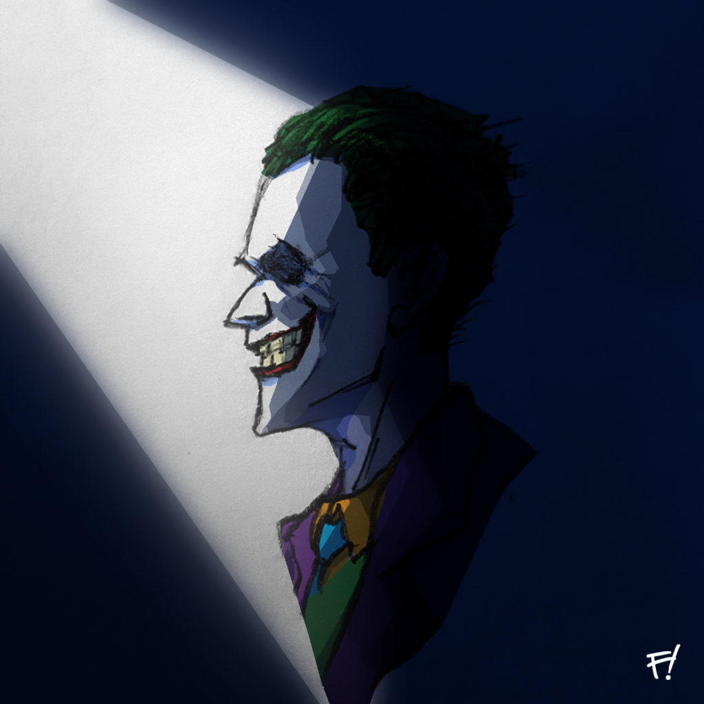 Joker Side Profile - Colours Highlights w Spotlight, drawn by F!