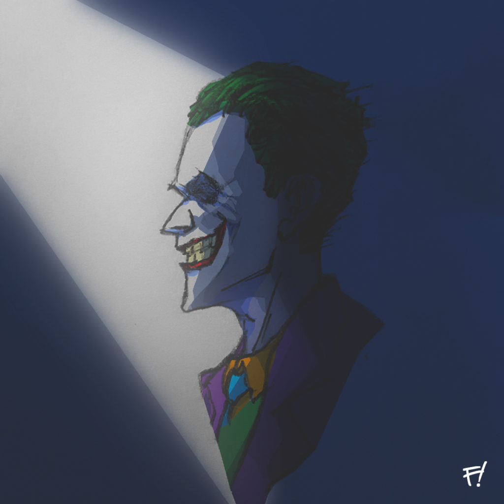 Joker Side Profile - Colours - Highlights w Spotlight desaturated, drawn by F!