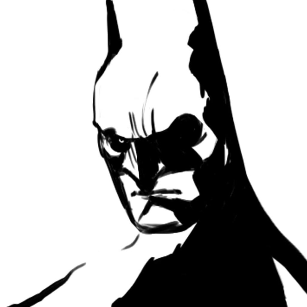 Batman (B&W) digital inks, drawn by F!